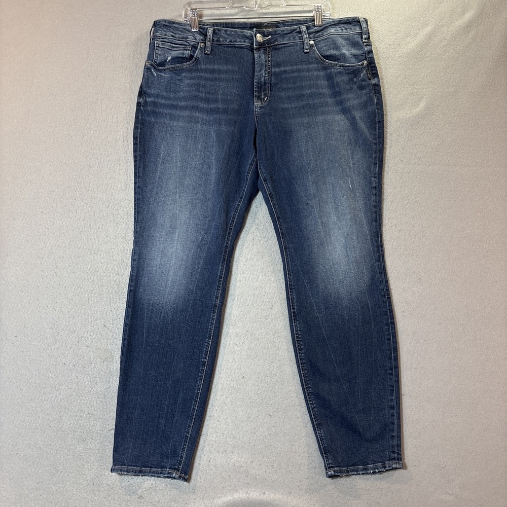 Silver Jeans Co Boyfriend Jeans Medium Wash Distressed Woman Size 18